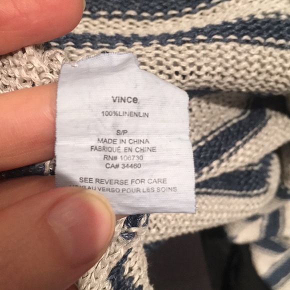 Vince Gray/Blue Striped Linen Top Size S - Picture 5 of 5